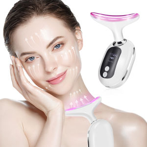 EMS Heated Face Neck Beauty Device 3 Colors LED Electric Facial Neck Lifting Firming Device Skin Tightening Double Chin Wrinkle Remover