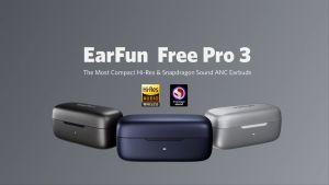 EarFun Free Pro 3 Hybrid Noise Cancelling True Wireless Bluetooth Earbuds with Hi-Res Audio & Qualcomm Snapdragon Sound