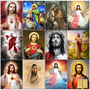 Oil Painting By Numbers Jesus Religious Theme DIY Number Drawing Canvas Pictures By Numbers Home Decor Large Size