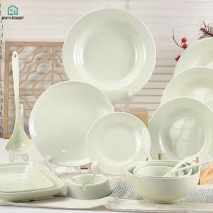 Set Perlengkapan Makan Melamin Asli 100% & Polos Lime