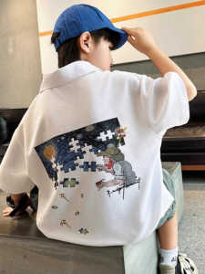 Boys Polo Shirt Short-Sleeved T-shirt 2024 New Arrival Children and Teens Wear Summer Boys Half-Sleeved Summer Tops Trendy