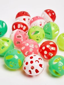 Ideal Plastic round Hollow Two-Color Bell Toy Ball Sound Cat Toy Diameter 3.5cm10 Pack