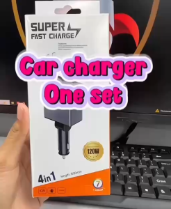M37 Car Charger 120W | 4 in 1 Pengecas Kereta Retractable Cable Type-C USB | Atmosphere Star Light Adapter 12V 24V