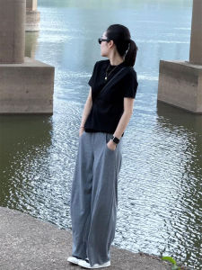 YUFUQING | Korean Style High Waist Straight Leg Casual Pants Set Womens Short Sleeve T-Shirt Two-Piece Set Summer Fashion Ensemble