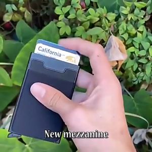 Mens Bag Ultra Thin Rfid Fashion Pop Up Button Anti Theft Cardholder Aluminum Single Box Smart Wallet Mens Slim Wallet Smart Auto Pop Up Wallet Card Holder Brush Aluminum Purse Credit Card Case with Elasticity Pouch