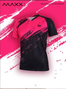 Maxx Casual V-Neck Badminton Training Wear Quick Dry Breathable Fashionable Summer Badminton Uniform Short Sleeve Sportswear