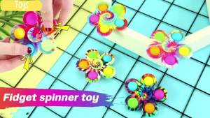 Wonderful Toys Random Color Flowers Pop it Spinning top Fidget Toys Set Stress Relief Bubble Popit Simple Dimple Kid Game Gift