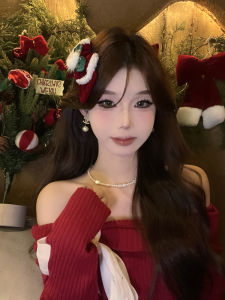 Retro Sweetheart Christmas New Style Festival Atmosphere Butterfly Knot Hair Clip Autumn Winter Popular Cos Plush Hair Accessories