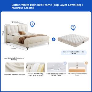 Modern Minimalist Genuine Leather Storage Bed