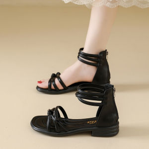 SHIYAN | Dress-matching Back-zipper Straps Roman Style Sandals