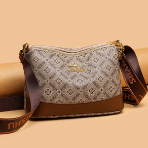 2024 New Fashion Womens Bag Retro Print Multi-layer Small Bag Middle-aged Moms Bag Versatile Single Shoulder Slant Cross Bag