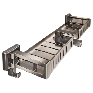 B&W | Multi-Function Wall-Mounted Bathroom Storage Rack with Concealed Suction Cup and Mirror-Front Faucet