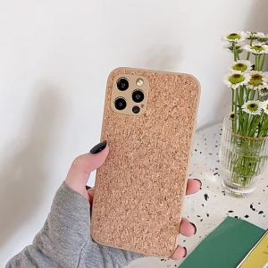 Luxury Cork Wood Grains Breathable Case For iPhone 14 13 Pro Max Plus Mini Shockproof Label Cover Capa