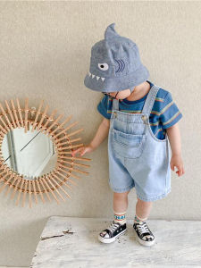 Cute Casual Denim Overalls Childrens Summer Fashionable Short Pants Baby Boys Clothes Kids Apparel Trendy Shorts for Little Ones
