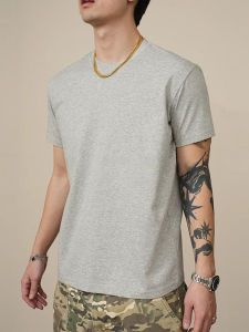 Retro American Cleanfit Short Sleeve Mens T-shirt Summer Heavyweight Solid Color Shoulder T-shirt Cool Feeling Quick Dry Half Sleeve