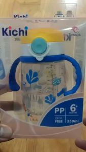 Bình tập uống nước cho bé Kichilachi bình nước cho bé bình nước có ống hút cho bé dung tích 220ml - 350ml (Không BPA)