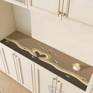 Waterproof Luxury Entrance Table Mat Korean Style Plant Floral Pattern Leather Pad for Shoe Cabinet And Sideboard Protection