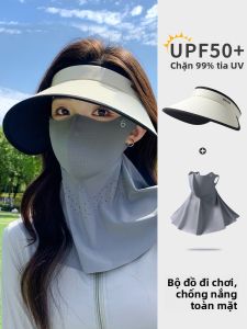 XINGGONGGUAN | Mũ lưỡi trai chống nắng bằng lụa băng một mảnh cho nữ mùa hè mũ che nắng khẩu trang bảo vệ cổ khi đi xe đạp