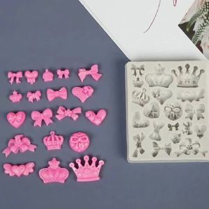 1/2pcs Crown Bowknot Shape Cake Silicone Mold Chocolate Pastry Candy Decoration Lace Patterntools Kitchen Baking Accessories