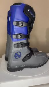 PROMO! Sepatu cross Trabas Trail ARF safety Besi Sepatu Enduro Bahan KULIT Hitam Abu Biru