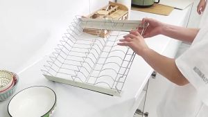 Kitchen Cabinet Pull Out Dish & Bowl Rack Stainless Steel Storage Rack Almari Pinggan 碗盘收纳架