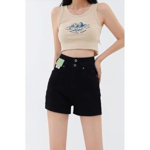 กางเกงขาสั้นยีนส์เอวสูงทรงหลวมสำหรับผู้หญิง กางเกงขาสั้นทรงเอเข้ารูปดีไซน์ใหม่ฤดูร้อน 2025 กางเกงขายาวทรงขากระบอกทรงหลวมสำหรับผู้หญิง