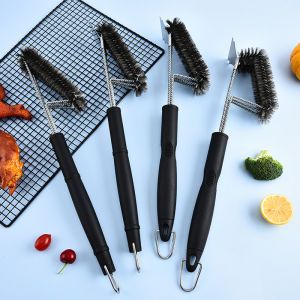 Stainless Steel 3-head Grill Brush with Scraper