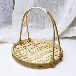 Giỏ Tre Giỏ Xách Tay Giỏ Tre Sản Phẩm Tre Đan Mo Hót Khay Thủ Công Phơi Khô Khay Điểm Tâm Giỏ Tre Đạo Cụ Chụp Ảnh Hán Phục