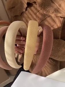Fashion Padded Headbands For Women Wide Velvet Bezel Hair Band Hair Hoop Girl Sponge Thick Solid Color Hair Accessories Headwear