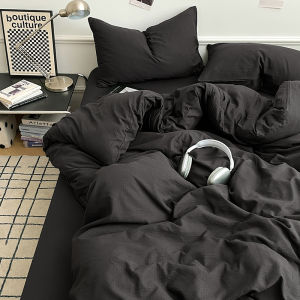 Cloud Sensation Double Layered Cotton Bedding Set Creamy Single Dormitory Student Bedding Cover Three Piece Four Piece Set