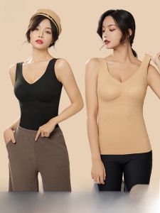 MiiOW | Áo ba lỗ nữ mùa thu đông dày dặn có đệm ngực Áo lót giữ nhiệt Cationic Catman Áo ba lỗ không dây đơn giản màu trơn