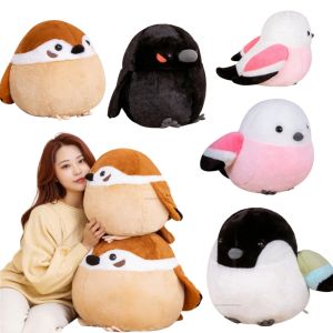 Simulation 35/40cm Cute Sparrow Crow Plush Toy Fat Round Stuffed Bird Animal Doll Pillow Soft Lifelike Bird Baby Christmas Gifts