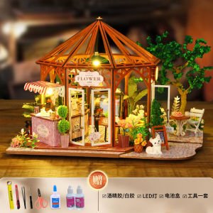 Miniature DIY Handmade Cottage Model 3D Puzzle Small Coffee House Building Block Birthday Gift Wooden Static Model Kit
