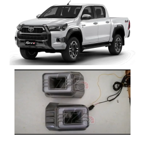 oyota Hilux Revo Rocco Rogue 2020 2021 - Onwards Fog Lamp Cover With Dynamic DRL Daylight + Signal Running