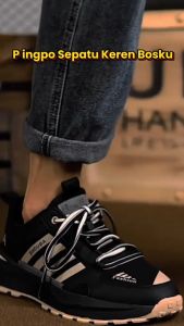 Sepatu Sneakers Kasual Import Pria Kanvas Premium Quality Tahan Air New Model Casual Mens Shoes Black White