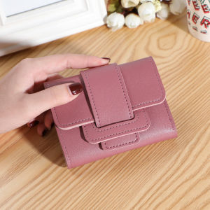 New Korean version of solid color belt ladies purse female coin purse clutch bag student short wallet wallet