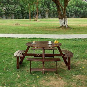 Outdoor Rectangular Solid Wood Table And Chair Set Garden Patio Balcony Integrated Corrosion Resistant Wood Leisure Furniture Group
