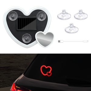KEVANLY | Đèn LED Hình Trái Tim Chạy Bằng Năng Lượng Mặt Trời Không Dây Sạc USB Đèn Ngủ Tạo Không Khí Lãng Mạn Với Đế Hút Gắn Xe Hơi