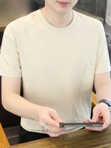 HENGYUANXIANG | เสื้อยืดคอกลมแขนสั้นผู้ชาย ทรงหลวม ระบายอากาศได้ดี ทรงพอดีตัว ทรงพื้นฐาน ทรงลำลอง เสื้อยืดคอกลมลายสก็อต