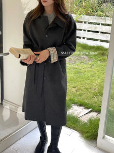 Double-Sided Cashmere Shoulder Patchwork Casual Mid-Length Womens Coat Autumn Winter New Style Korean Style Woolen Jacket