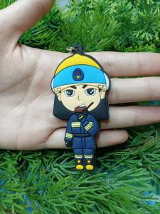 Firefighter Keychain Soft Silicone Cartoon Fire Safety Awareness Gifts for Students Activity Pendants Non-Toxic Creative Souvenir