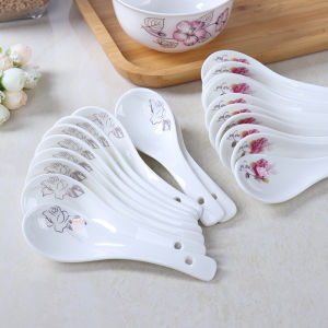 Creative Ceramic Bone China Soup Spoon Microwave Safe Spoons Home Use Ladle Children Soup Spoon Small Spoon Cartoon Design