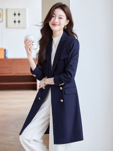 Blue Coat Jacket Womens 2025 New Spring Autumn High Waist Career Commute Professional Work Uniform Polyester Viscose Nylon