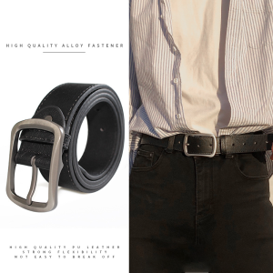 Retro Simple Black Leather Belt for Men