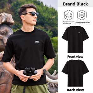 Jeep | Jeep Mens Quick Dry T-Shirt Half Sleeve Round Neck Outdoor Running Breathable Sweat Absorbent Short Sleeve Summer Sportswear