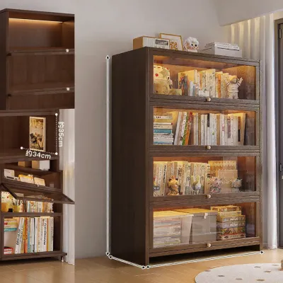 American Walnut Wooden Dust-proof Storage Display Cabinet