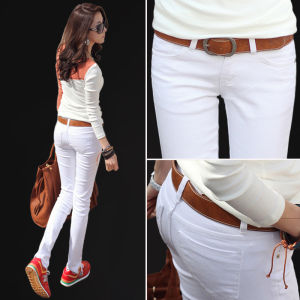 High Waist Fleece Lined White Jeans Womens Autumn Winter New Style Small Size Black Low Waist Slim Long Pants Cotton Stretch Denim