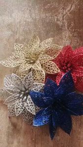 Hiasan Bunga Cantik Indah Pohon Natal Bunga Penuh Glitter Christmas FLW-BBB