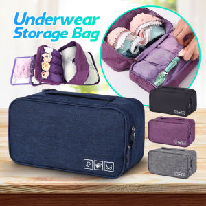 Multiple Compartment Travel Underwear Organizer Large Capacity Portable Waterproof Cationic Travel Underwear Bag Underwear Panty Bra Storage Bag