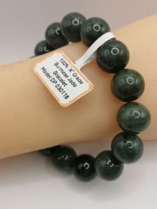 ❤️100% Authentic Brand New Set "A" grade Burmese jade bracelet free size precious big size beads 13mm diameter jade gemstones 16 units semi translucent 90%+- perfection unique deep spicy green colour symbolize good luck prosperity longevity many successes
